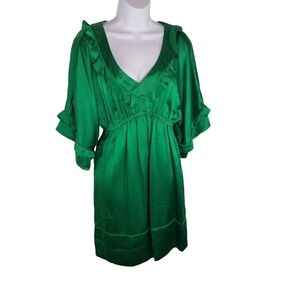 Susana Monaco green silk babydoll kimono dress